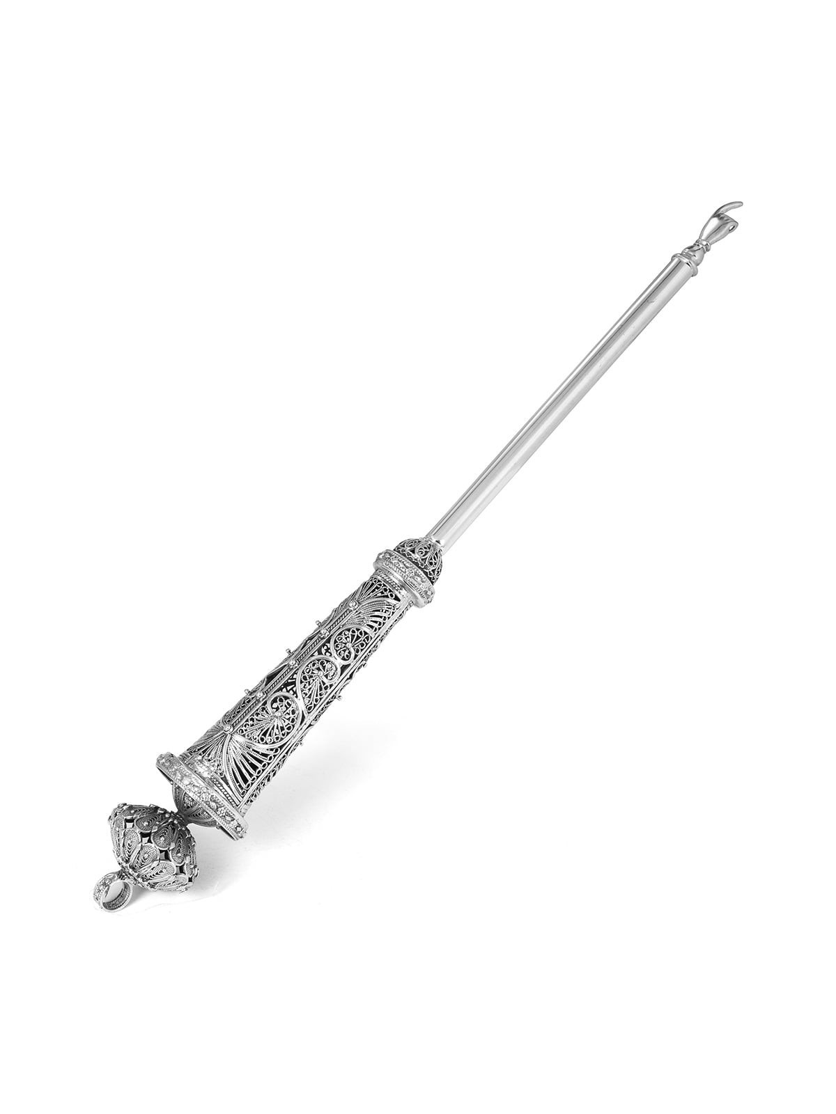 Traditional Yemenite Art Grand Handcrafted Sterling Silver Yad (Torah